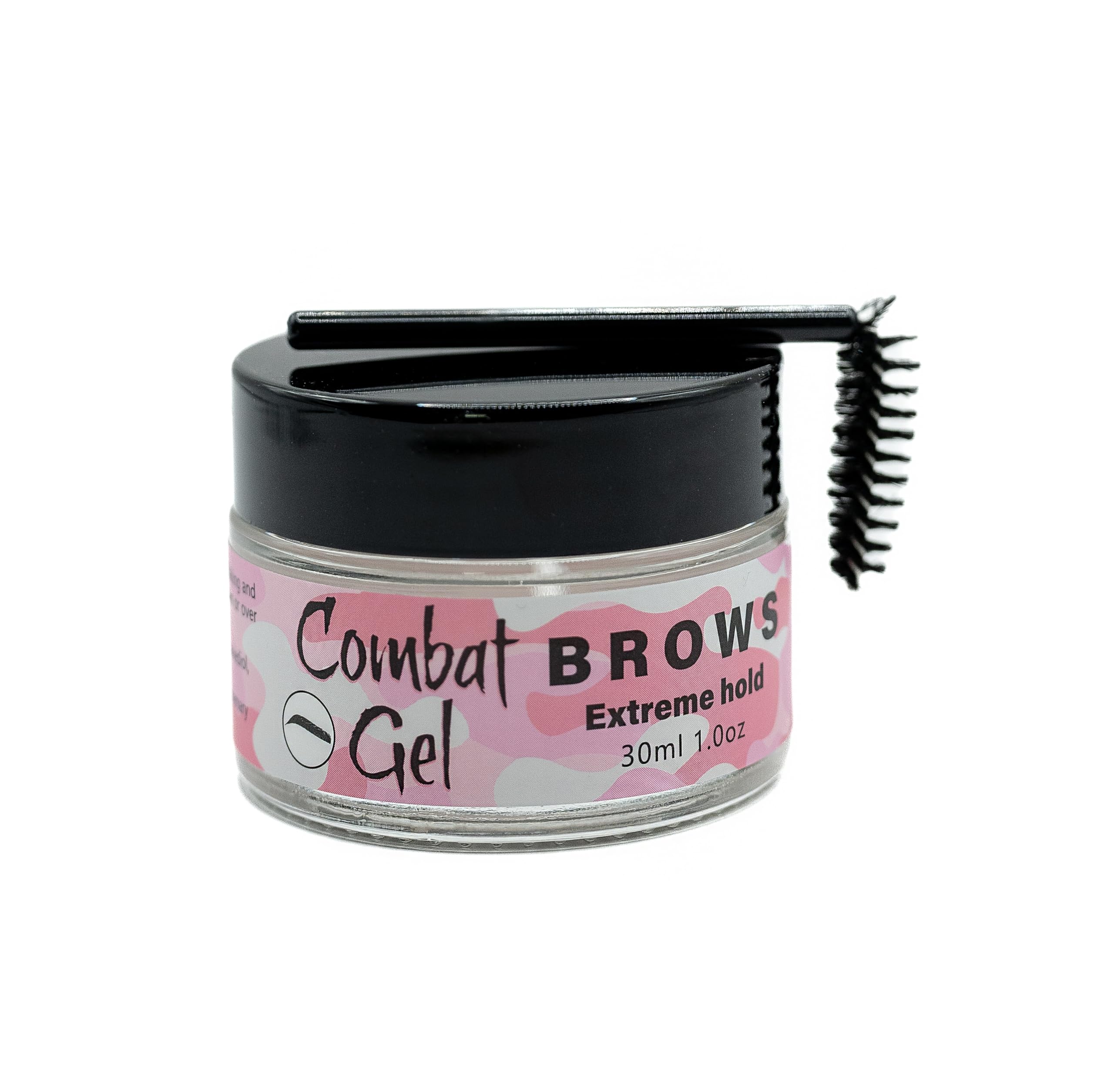 Combat Brow Gel wand applicator provides precise, long-lasting brow definition.