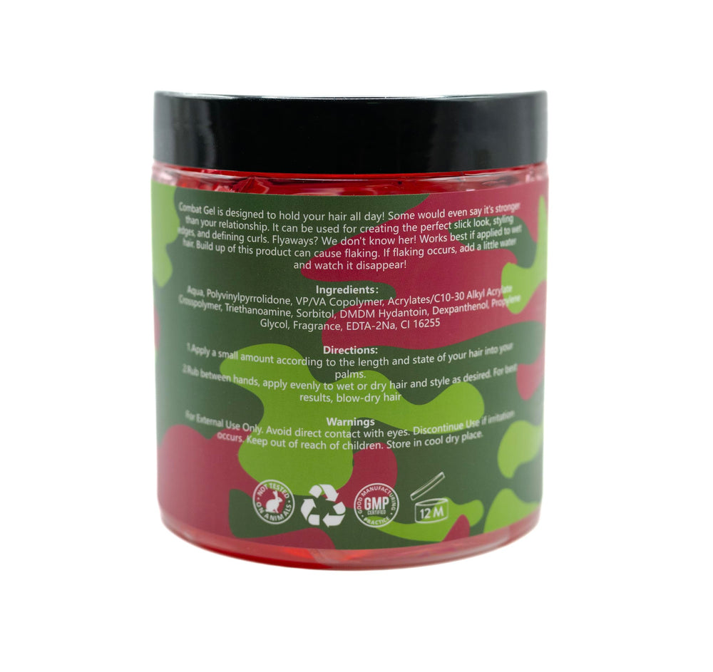 Hands applying Combat Gel for defined curls and laid edges with lasting hold.