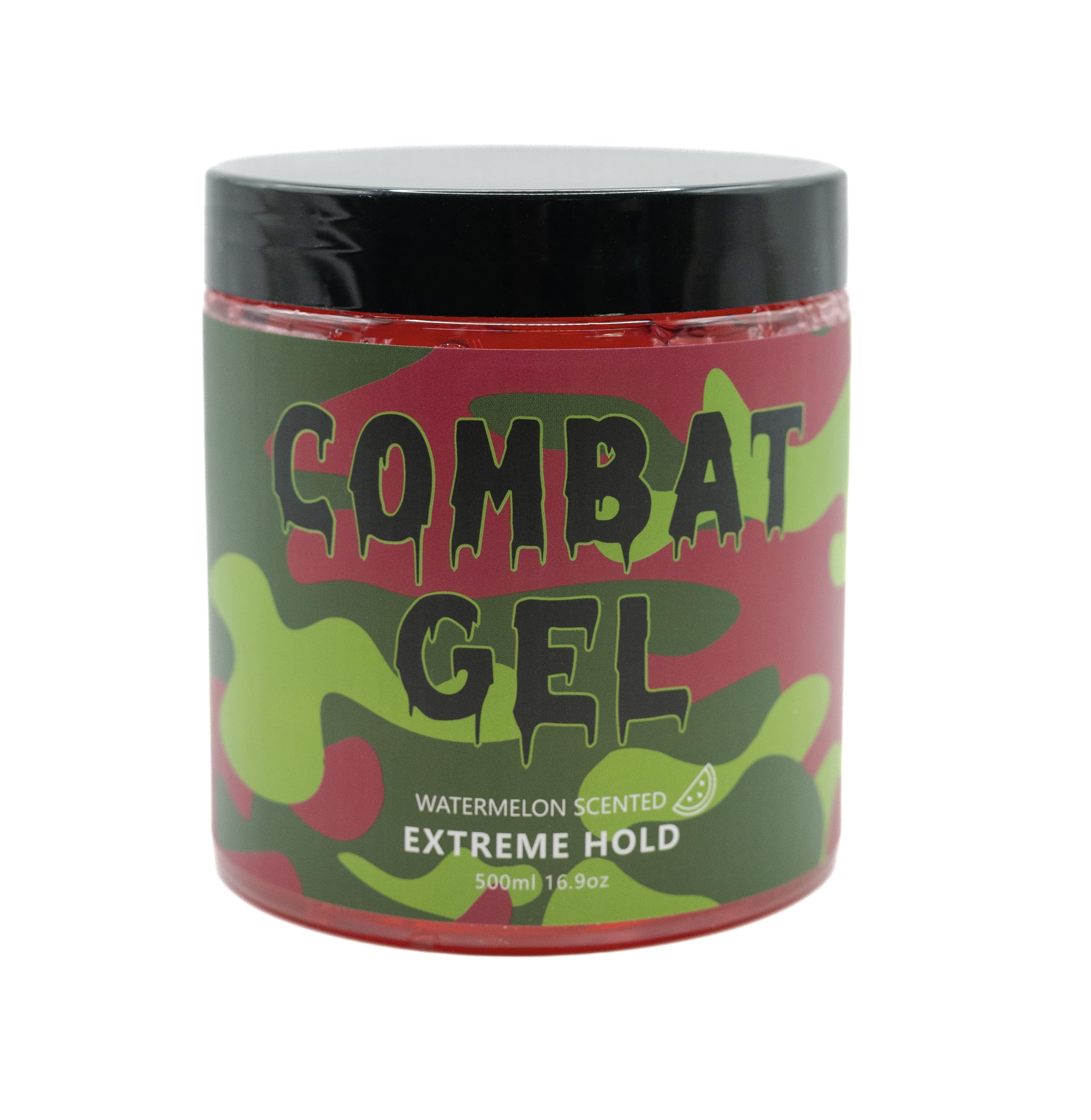 Combat Gel label highlights alcohol-free, cruelty-free formula with watermelon scent.