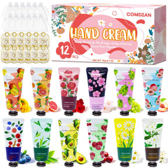 Comdian 12-pack hand cream tubes in close-up display for travel-friendly moisture