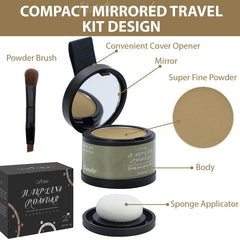 Comdian hairline powder applied to hairline for natural fullness.