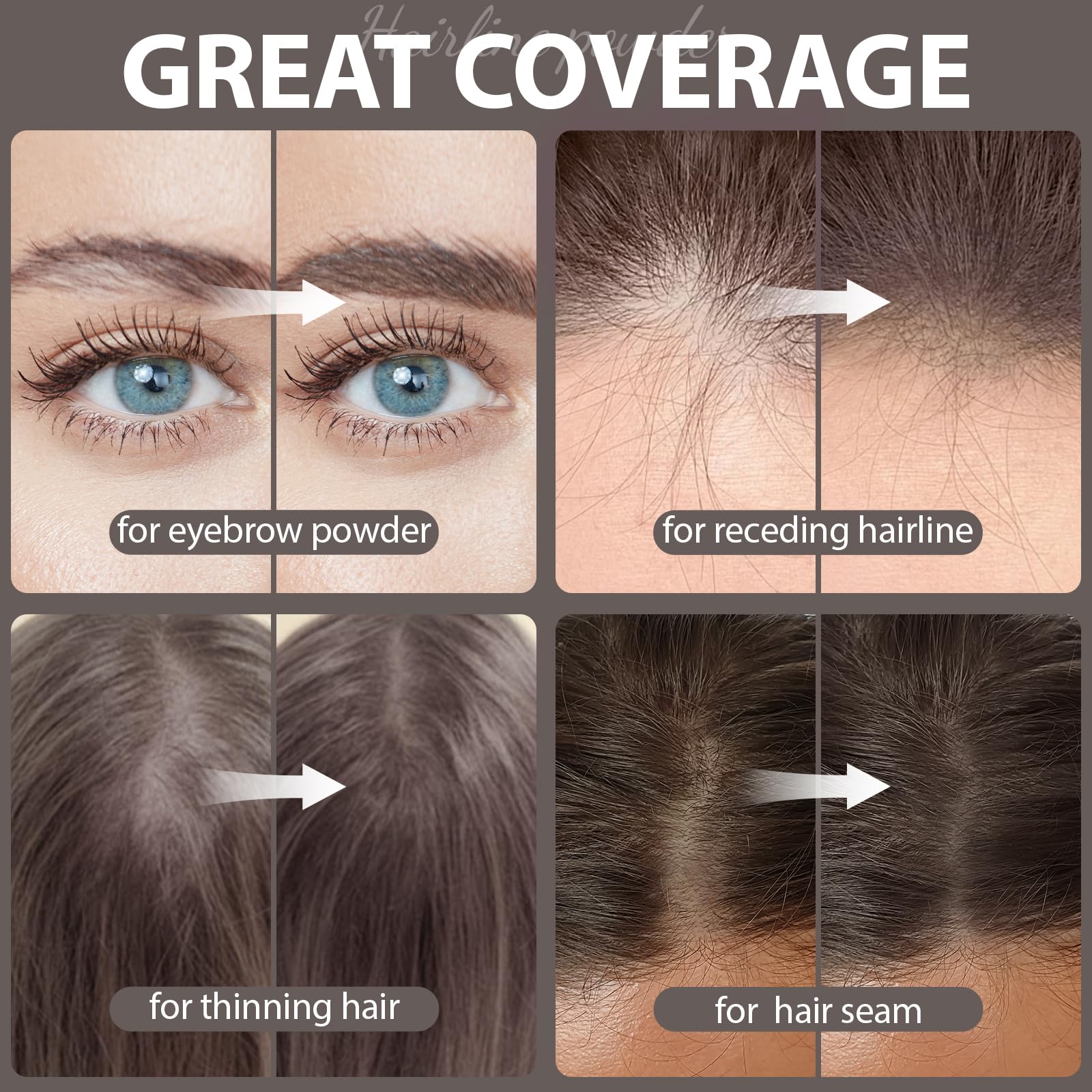 Comdian Hairline Powder on hairline for natural density