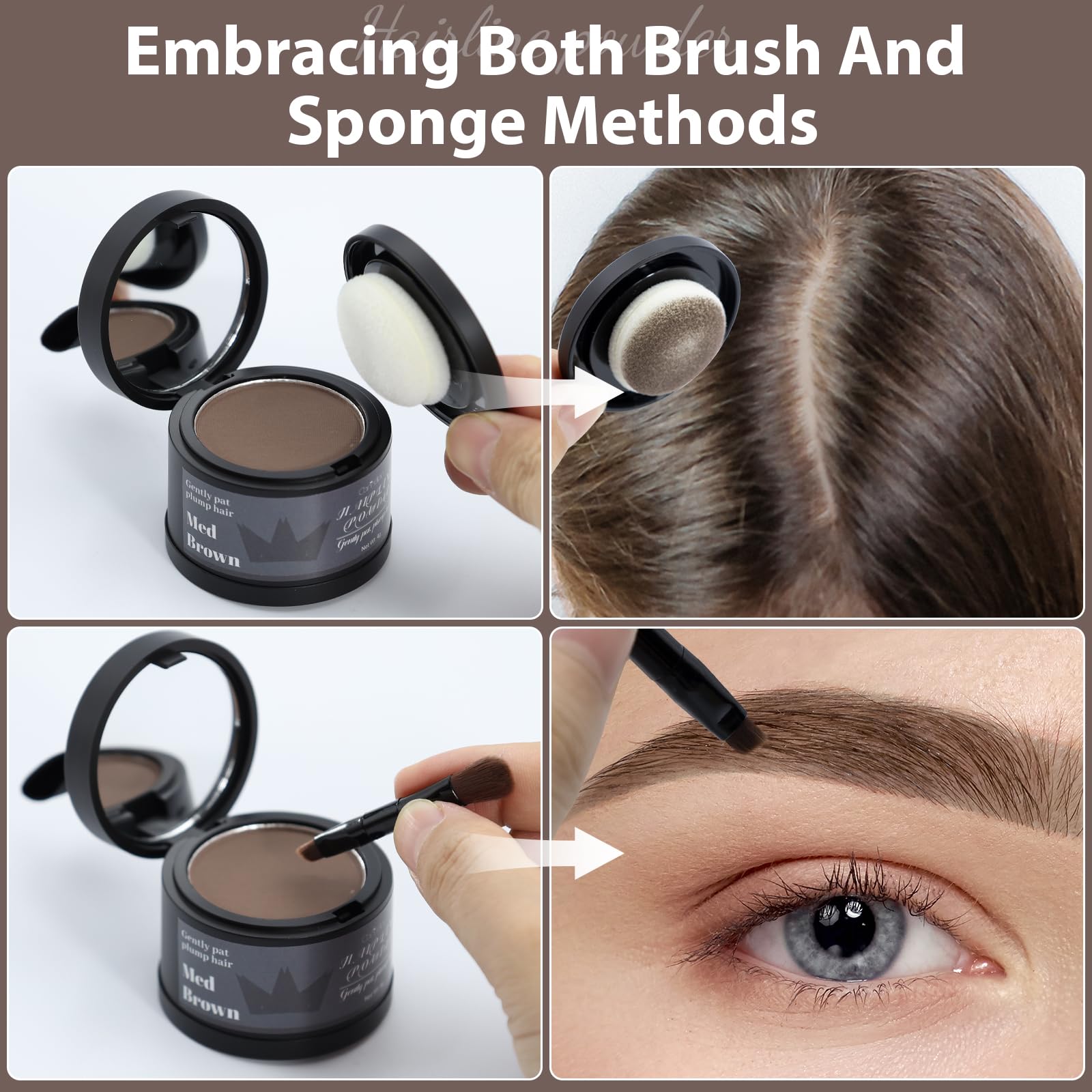 Comdian Hairline Powder bottle side detail shows compact design for on-the-go touch-ups.