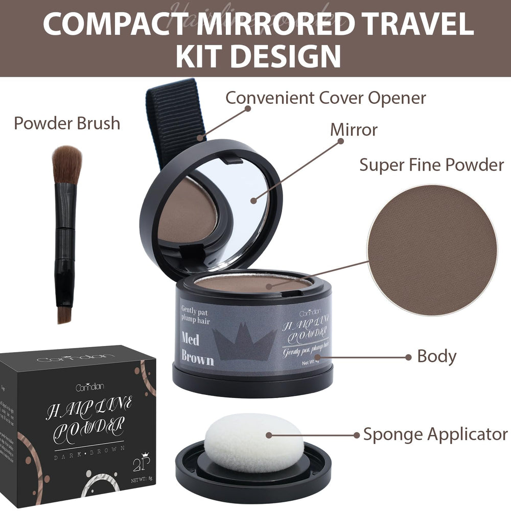 Comdian Hairline Powder coverage on thinning areas delivers a natural look.