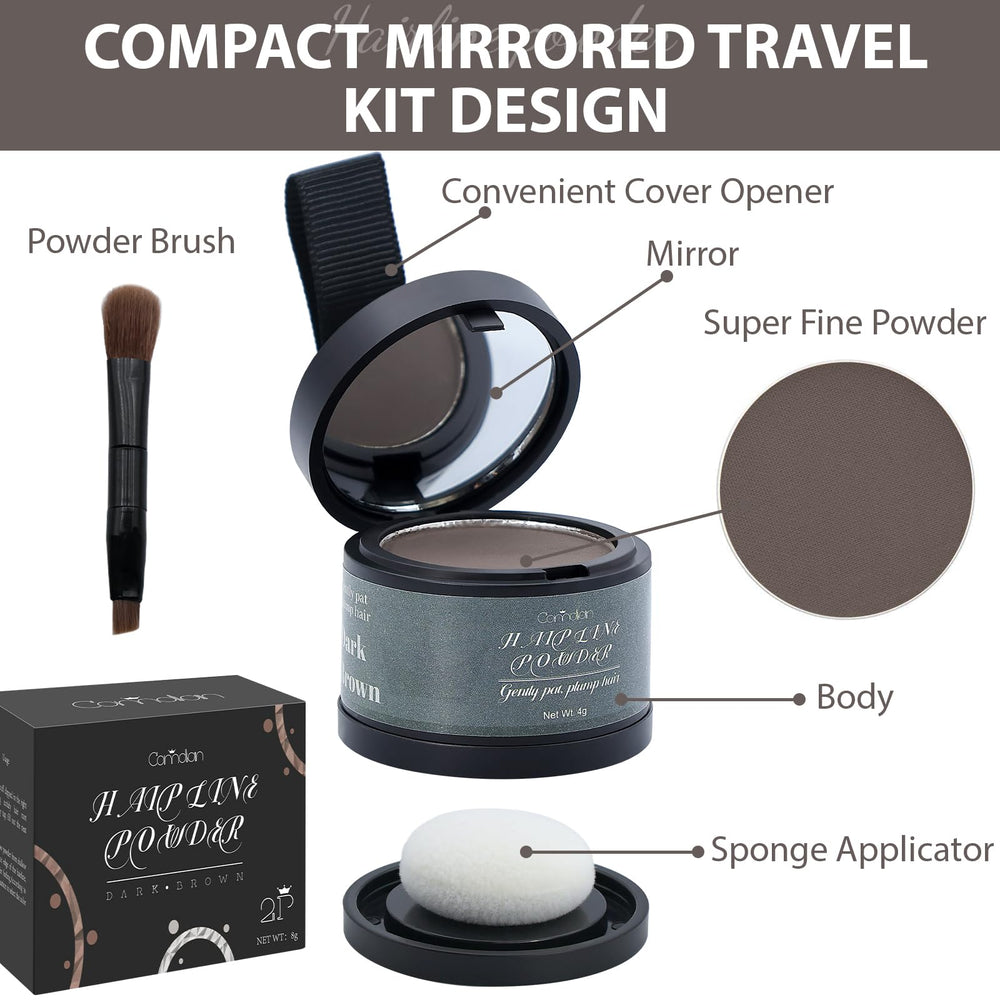 Comdian Hairline Powder close-up shows dense coverage
