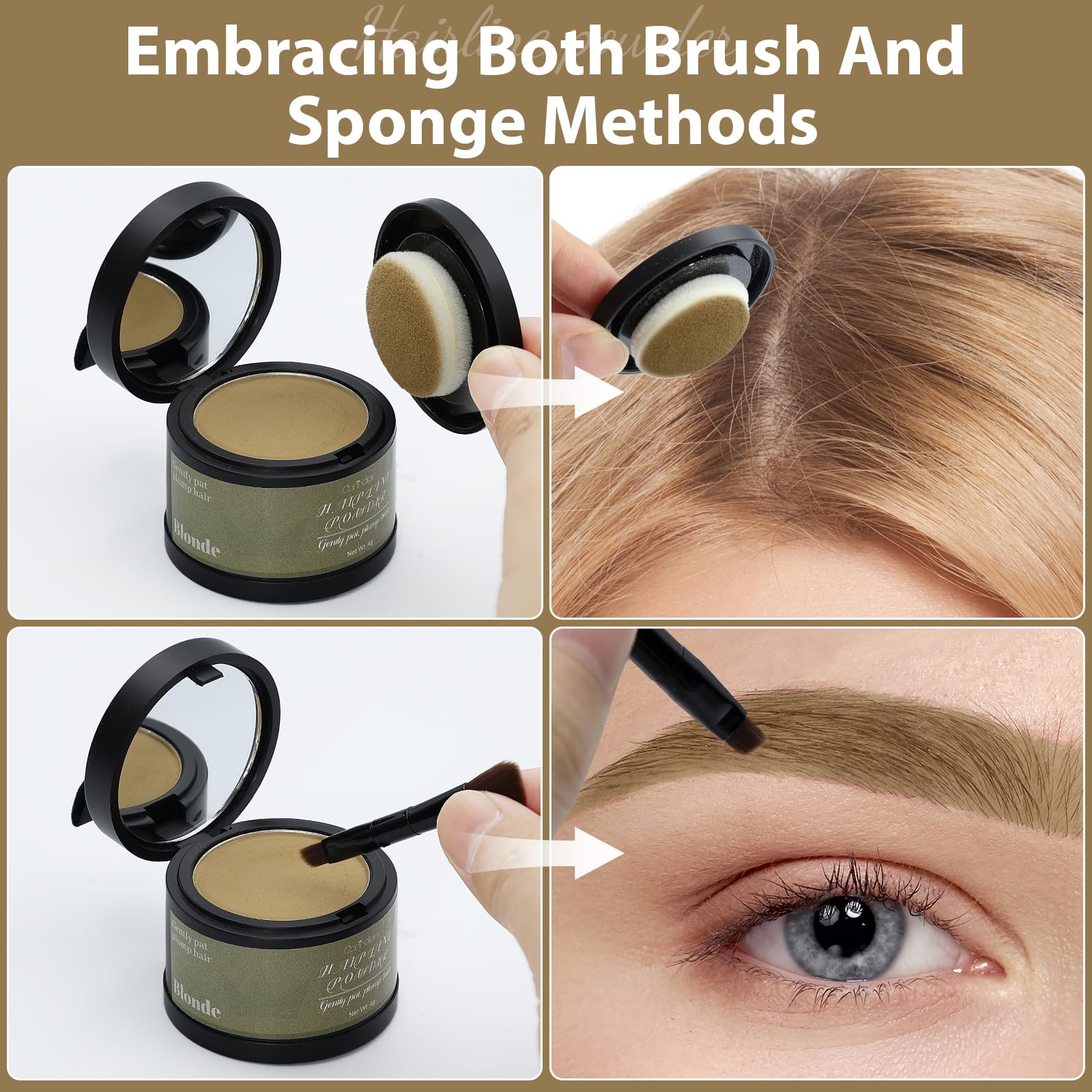 Comdian hairline powder pack back view highlighting compact design.