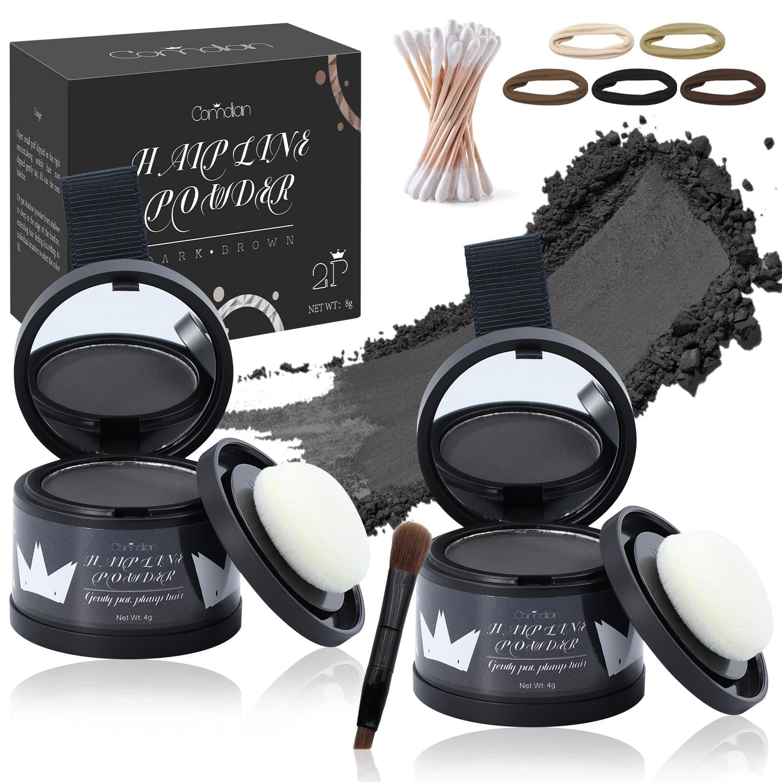 Comdian hairline powder two-pack bottles for quick root touch up and fuller look