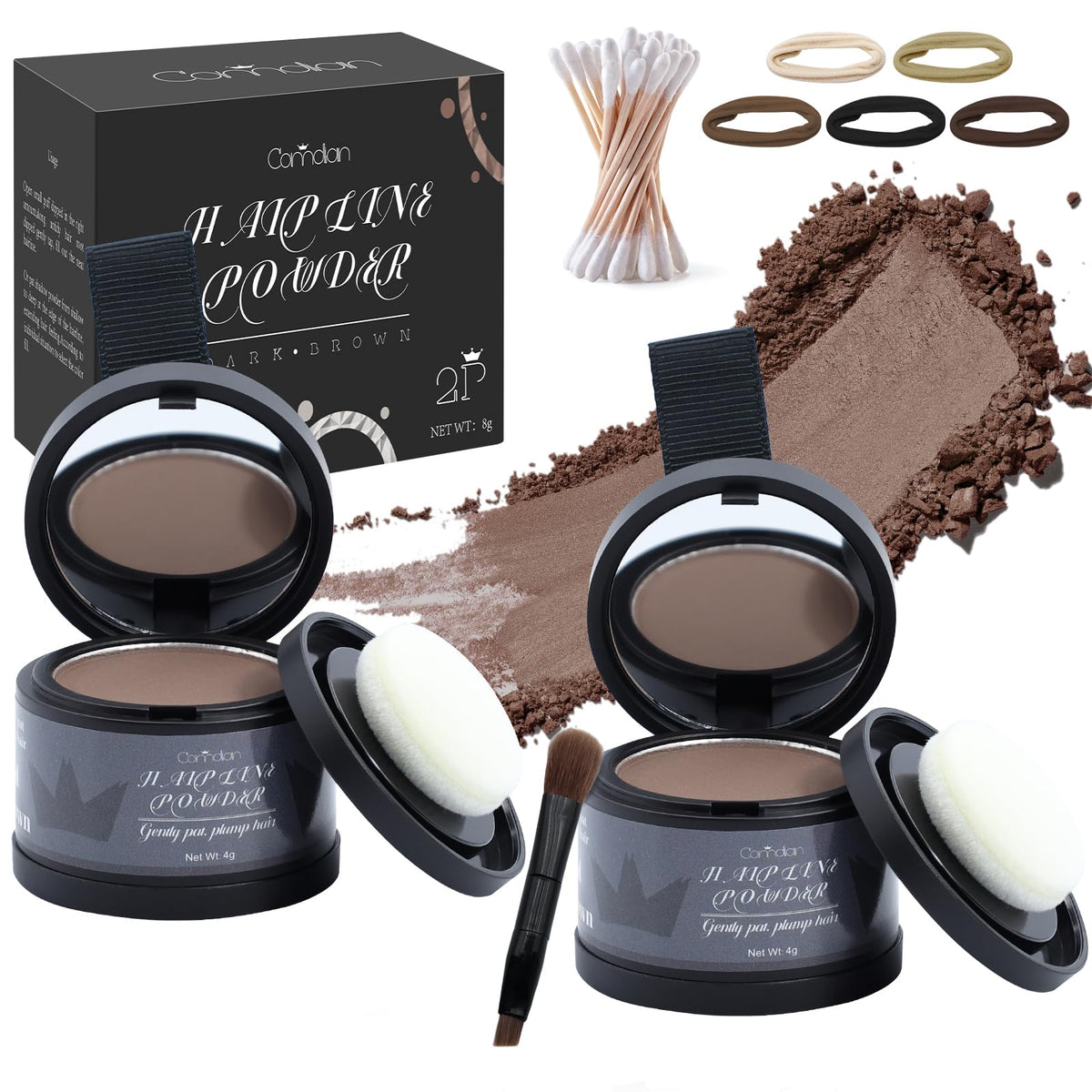 Comdian Hairline Powder two-pack front view for quick root touch-ups and natural fullness.