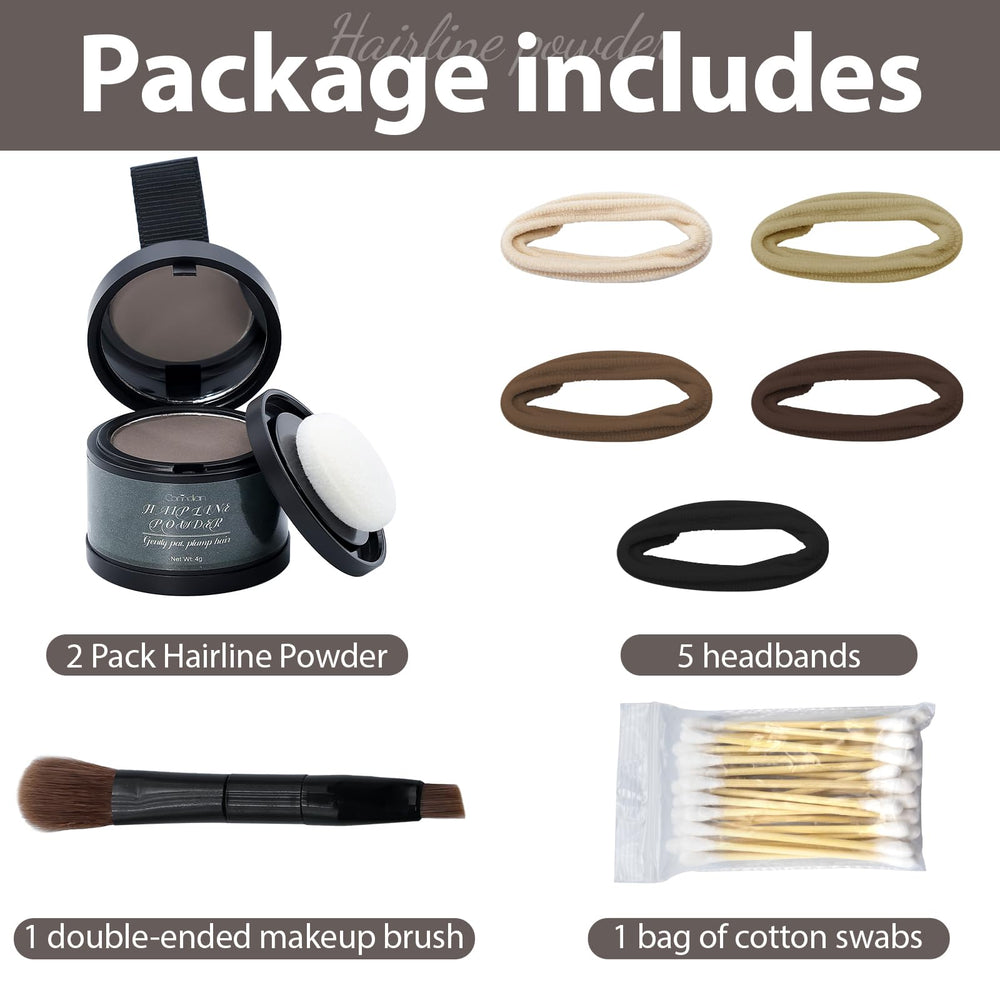 Comdian Hairline Powder value pack contents: brush, bands, swabs