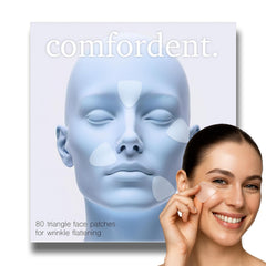 Comfordent Triangle Wrinkle Patches packaging shown for discreet overnight use.