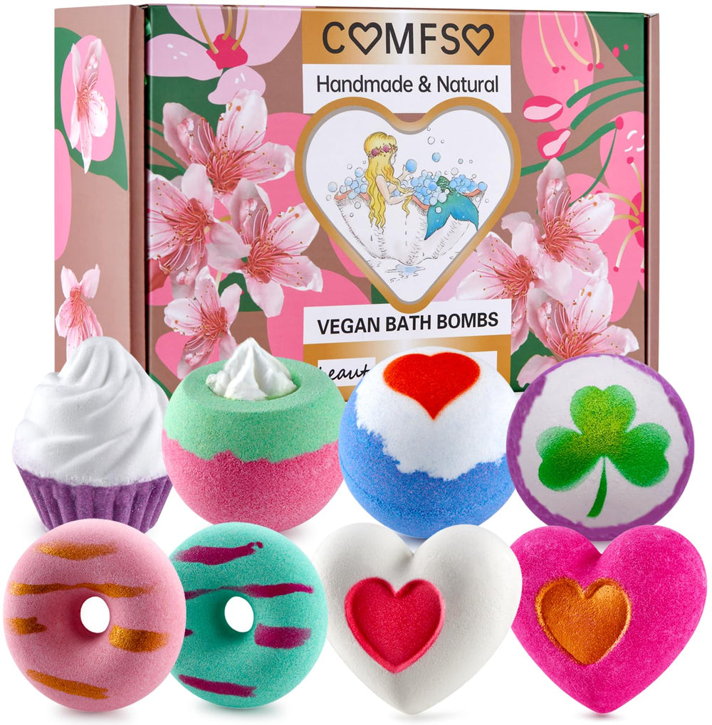 Comfso bath bombs heart shape for a soothing, colorful soak