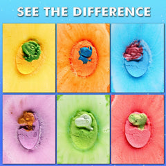 Comfso Kids bath bomb set with six fragrances, playful scent variety.
