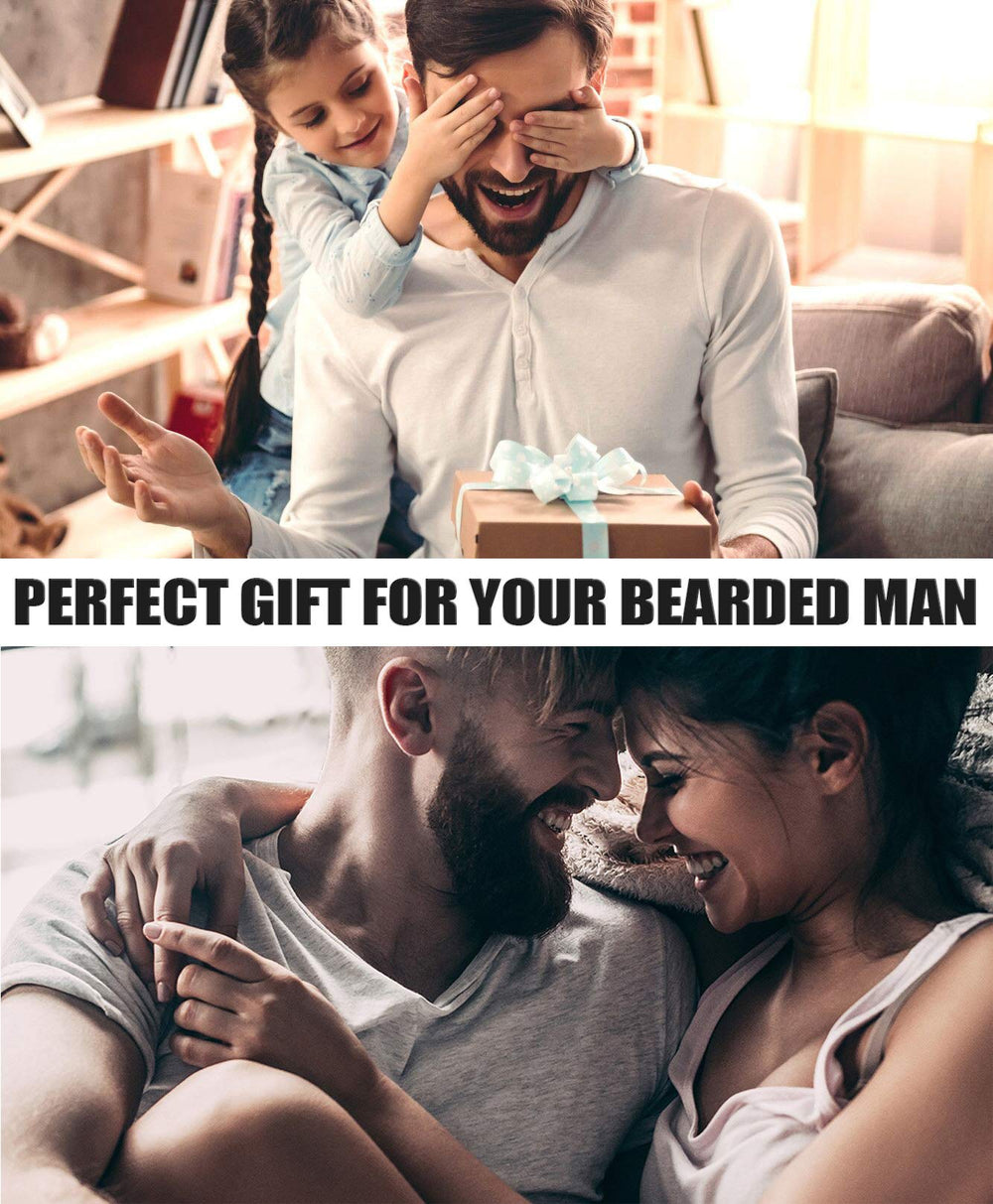 Comfy Mate beard kit oil bottle promoting healthy shine and softness.