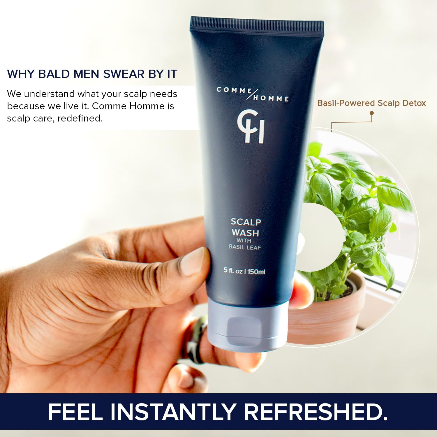 Comme Homme aloe leaf juice shows hydration while cleansing without harshness.