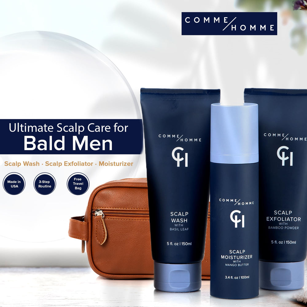 Comme Homme scalp exfoliator with bamboo powder gently removes buildup for smoother skin.