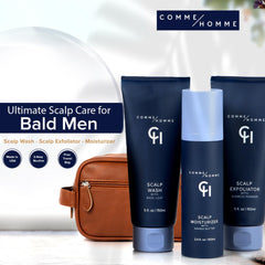Comme Homme scalp exfoliator with bamboo powder gently removes buildup for smoother skin.