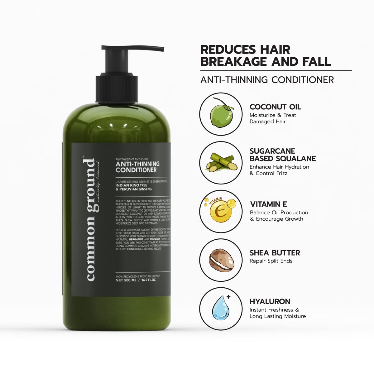 Common Ground five moisturizers blend detangles and nourishes hair.