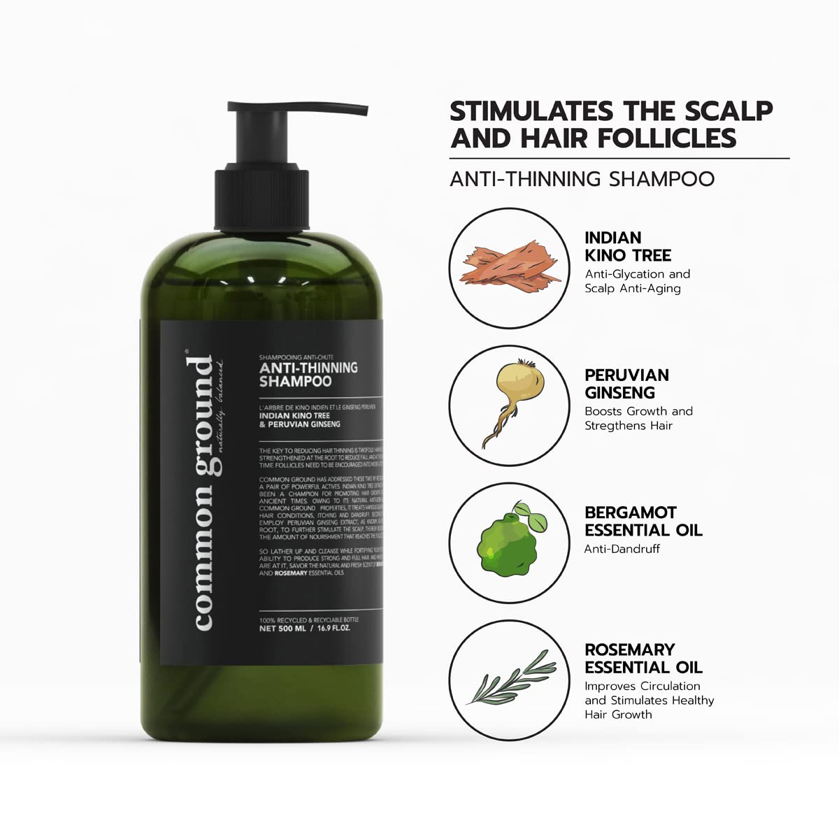 Common Ground moisturizers montage features Hyaluron, Coconut Oil, Shea Butter for hydration.