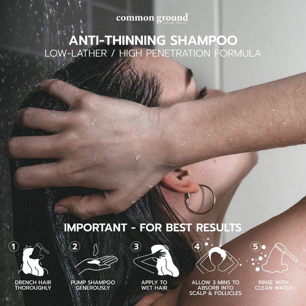 Common Ground Peruvian Ginseng extract close-up highlights follicle support concept.