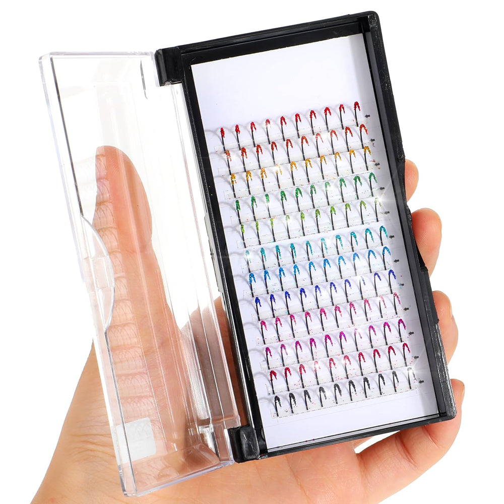 COMNICO Glitter Lash Extensions 120 pcs pack in vibrant colors for customizable looks