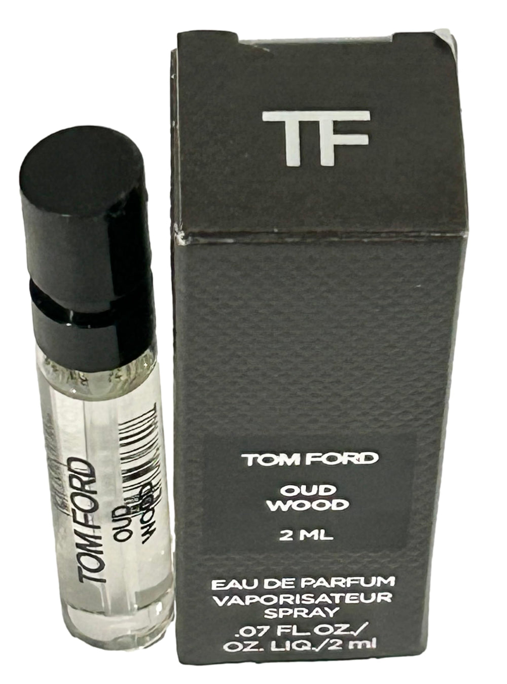 Compact Tom Ford Oud Wood sample for quick refreshes