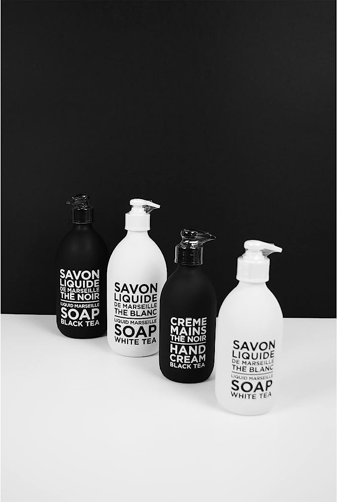 La Compagnie de Provence glass bottle emphasizes refillable design and sustainable luxury.