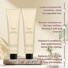 Complete Air Dry Cream used on frizz-prone hair in humid conditions.
