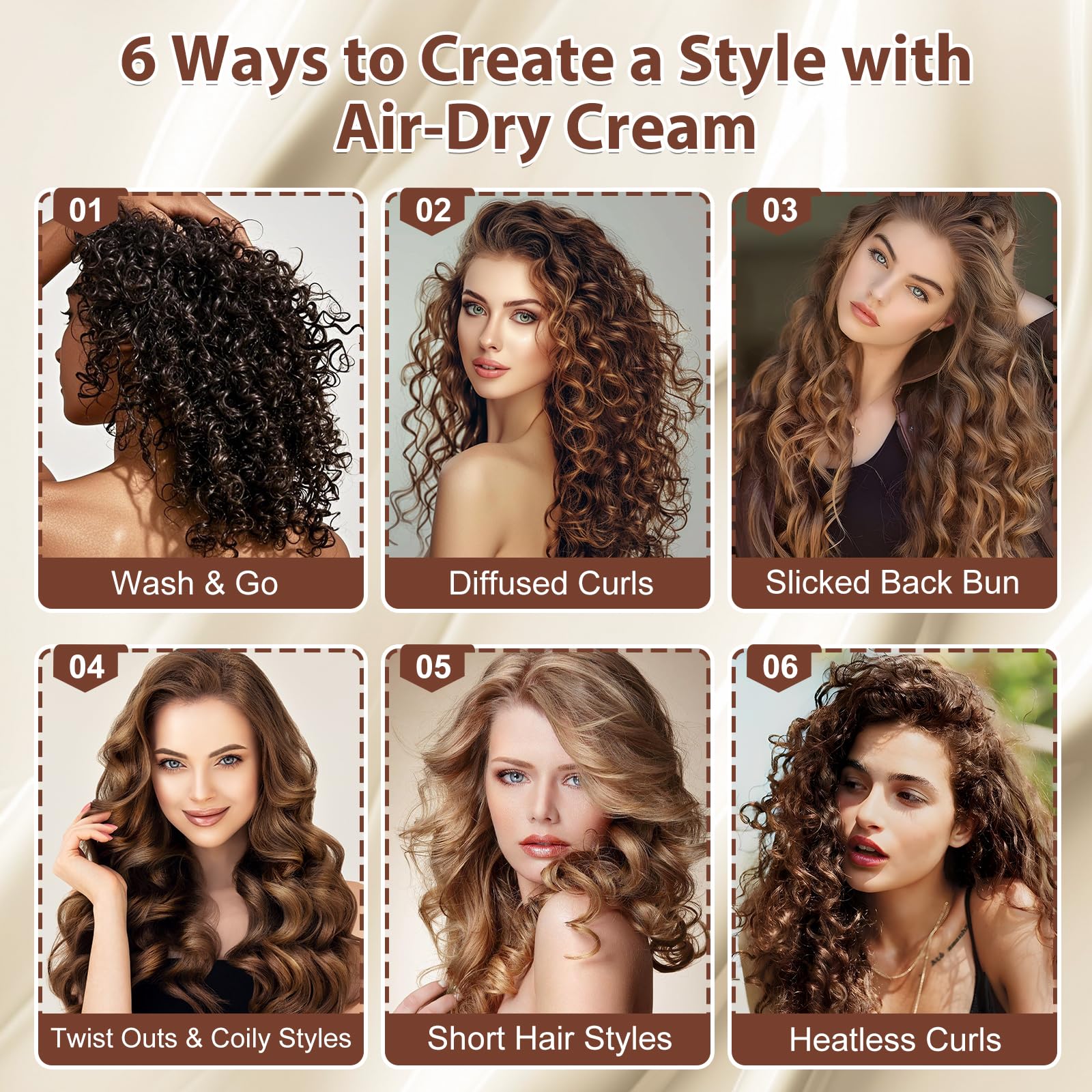 Hair after using Complete Air Dry Cream shows natural shine and smoothness.