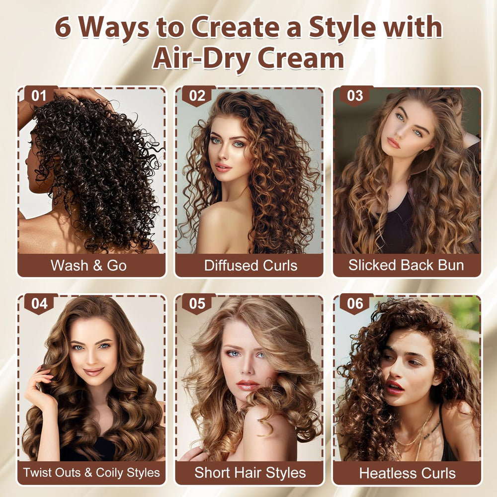 Hair after using Complete Air Dry Cream shows natural shine and smoothness.