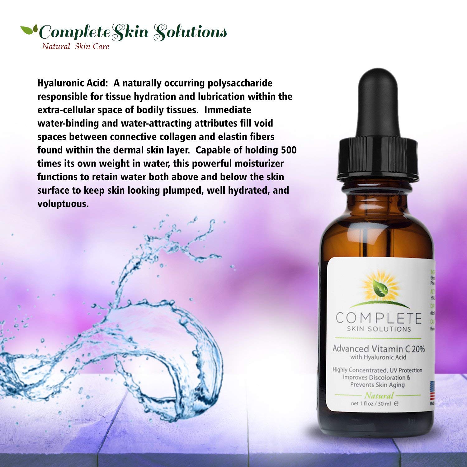 Complete Skin Solutions plant extract visuals emphasizing nourishing skin support.