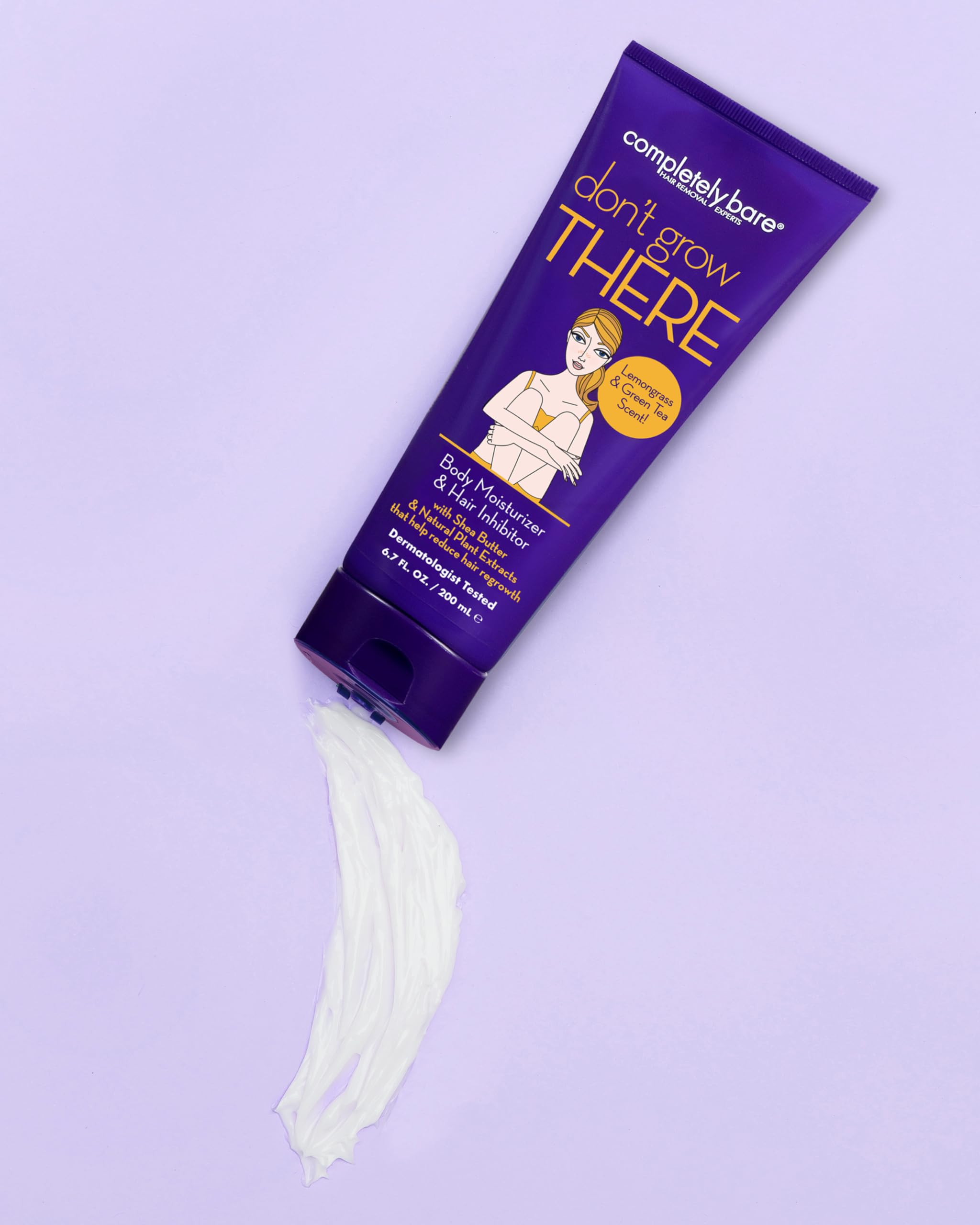 Completely Bare Dont Grow There applied to the arm shows quick-absorbing smooth skin.