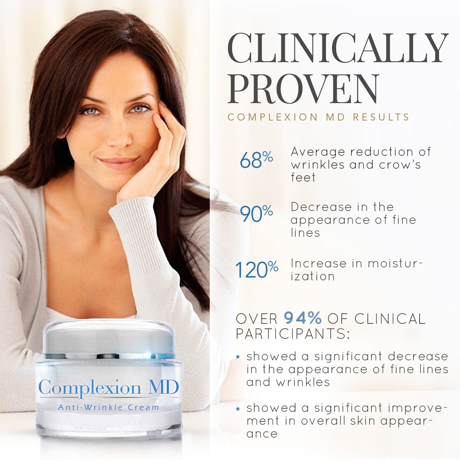 Complexion MD Advanced Anti-Wrinkle Cream dispenser demonstrates easy application and hydration delivery