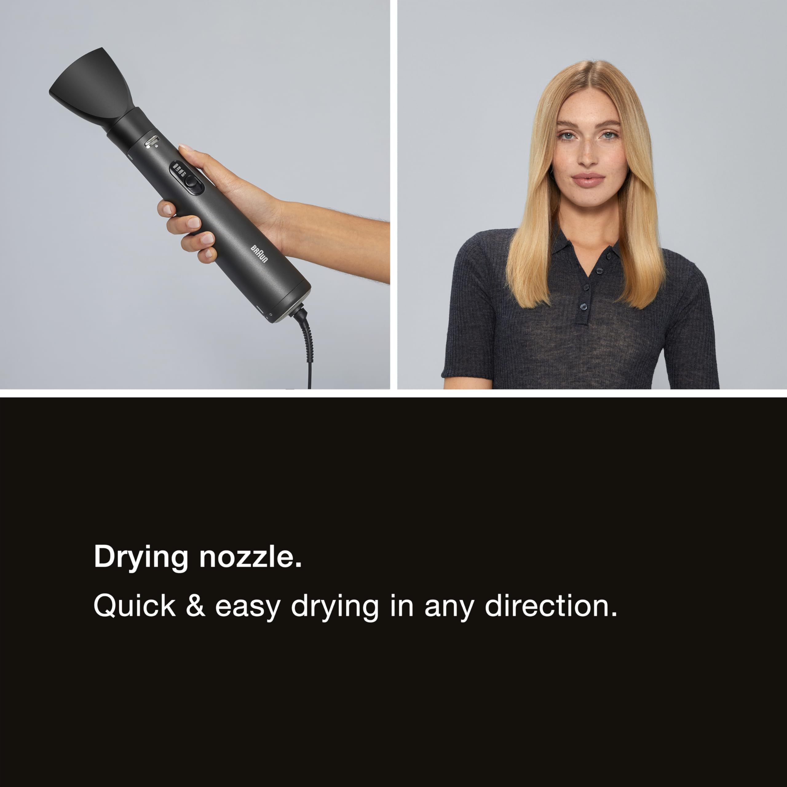 Conair Braun 2-in-1 cool-shot feature sets styles with lasting hold