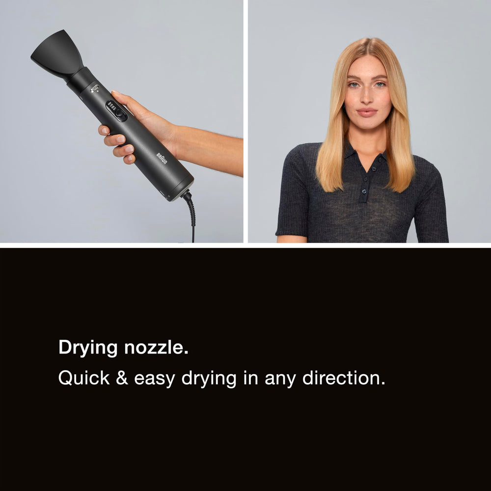 Conair Braun 2-in-1 cool-shot feature sets styles with lasting hold