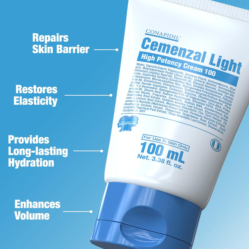 CONAPIDIL Cemenzal Light pump bottle in use for daily moisturization