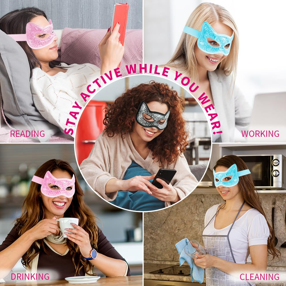 CONBELLA gel-beads-filled eye mask for flexible cooling or warming therapy