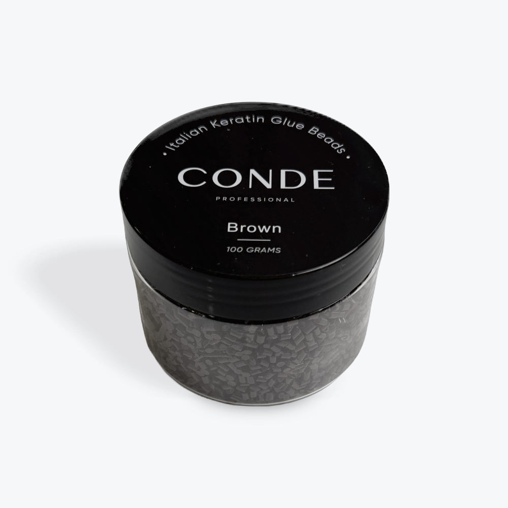 Conde Hair Keratin Beads Brown close-up for secure extension attachment and long-lasting hold