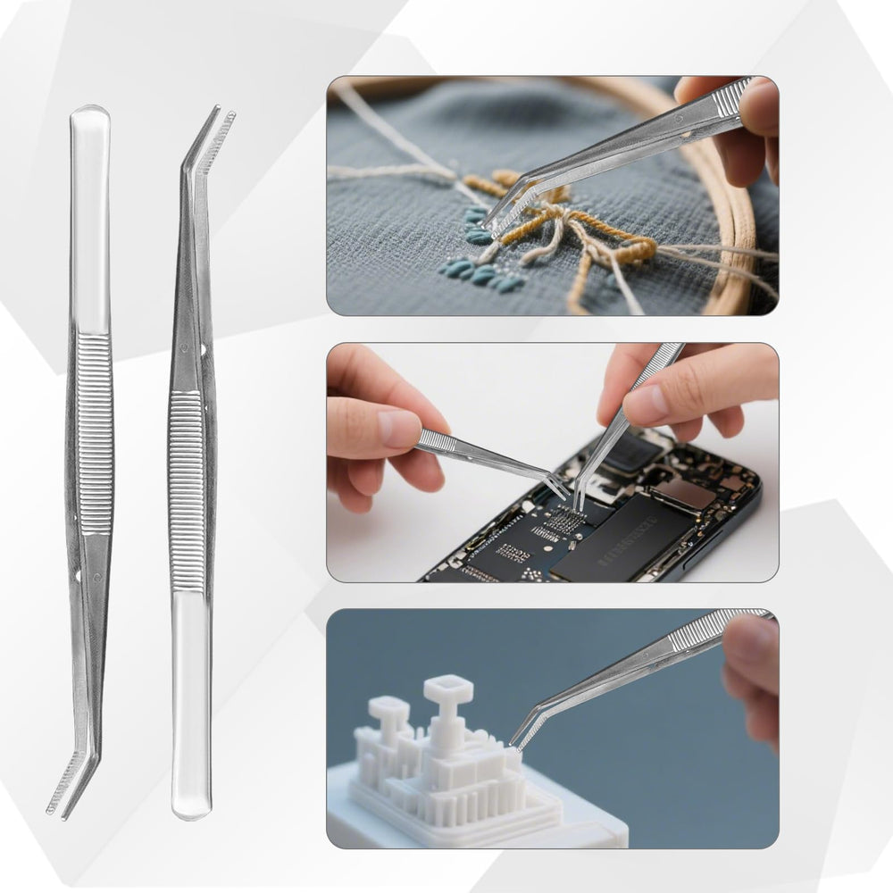 CONEHOY tweezers curved tip serrated design for secure grip during crafting.