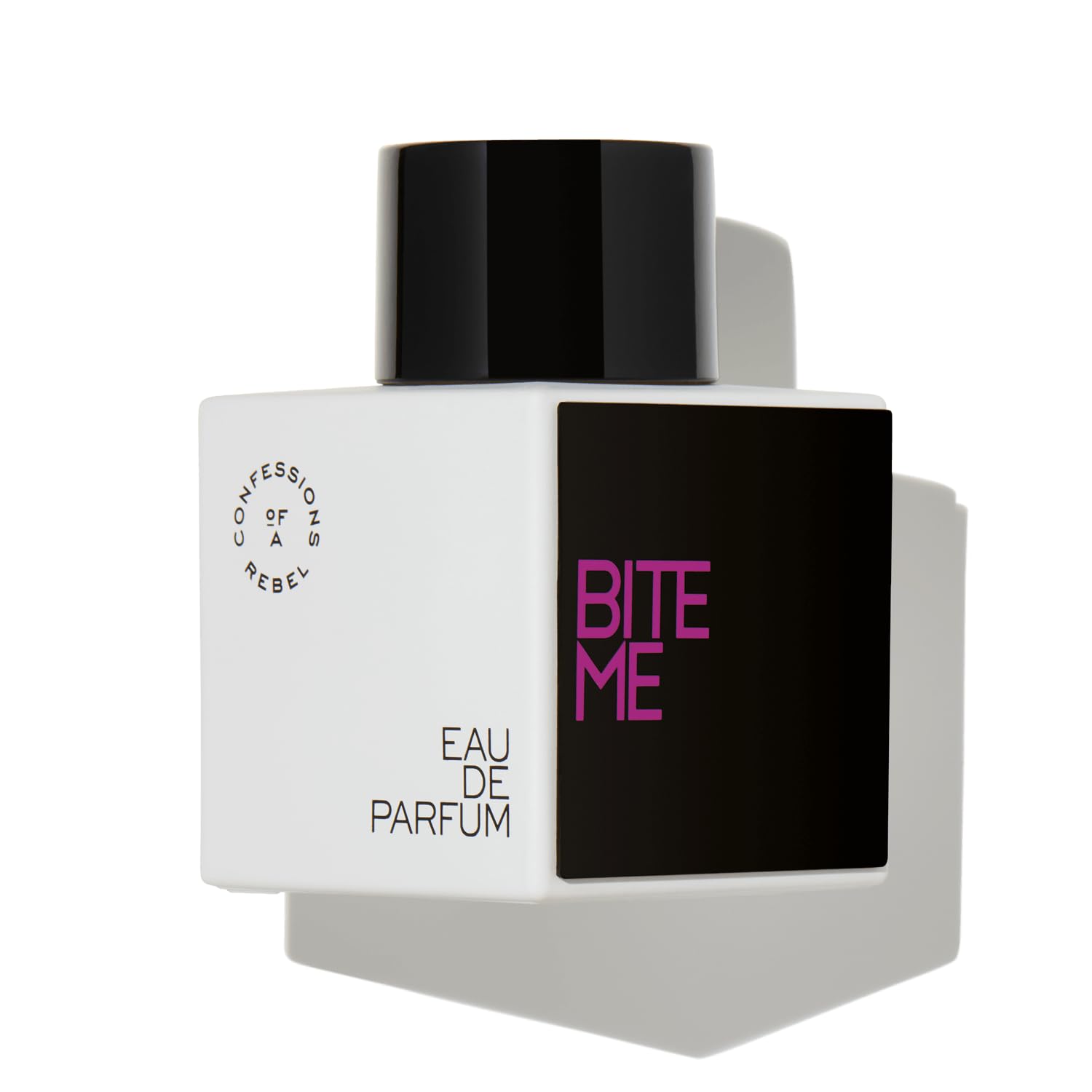Confessions of a Rebel Bite Me EDP bottle pour evokes a bold, lasting scent for confident evenings.