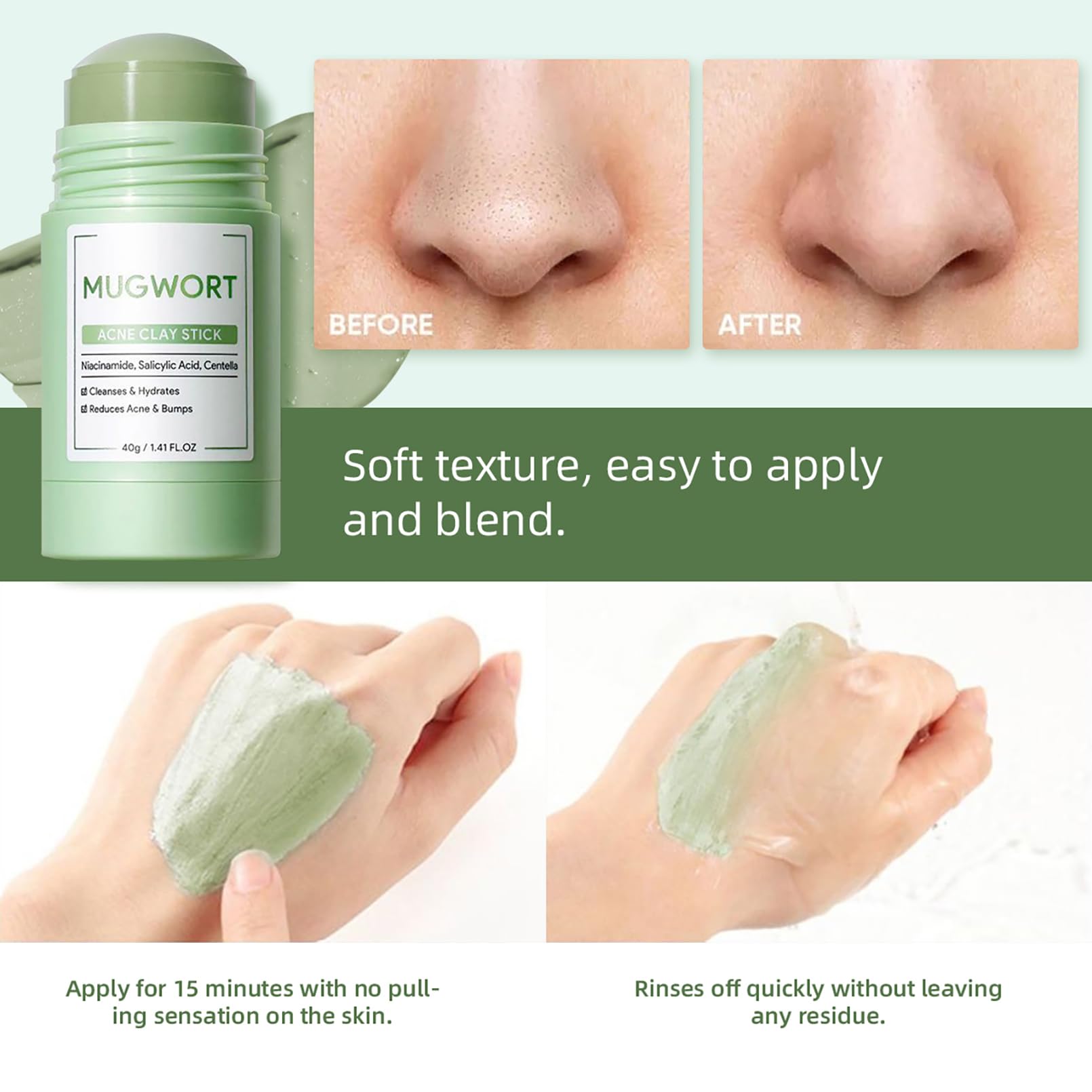 ConfidMiss green exfoliation action with glycolic acid smooths skin texture.