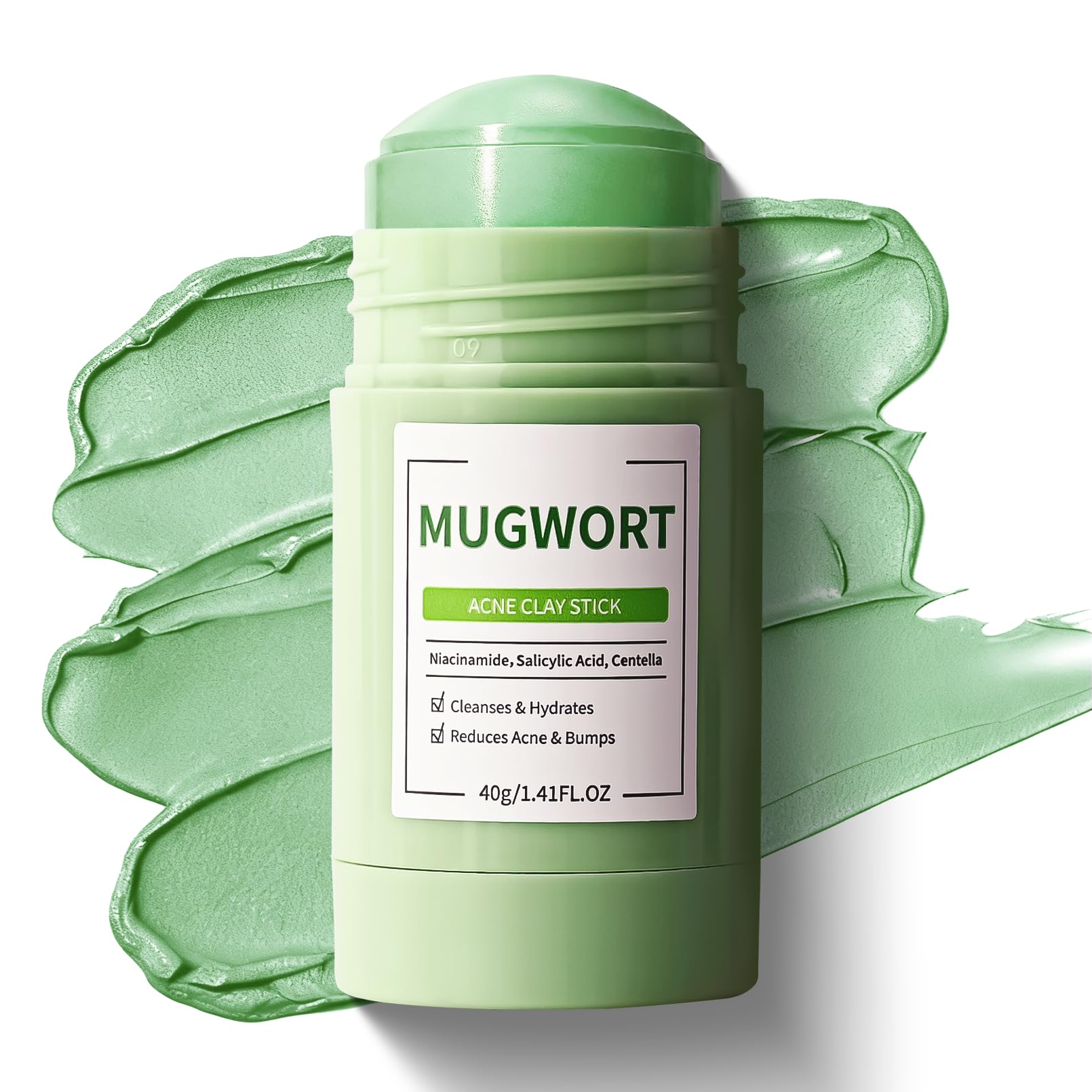 ConfidMiss green mugwort clay stick for acne-prone skin and calming cleansing.
