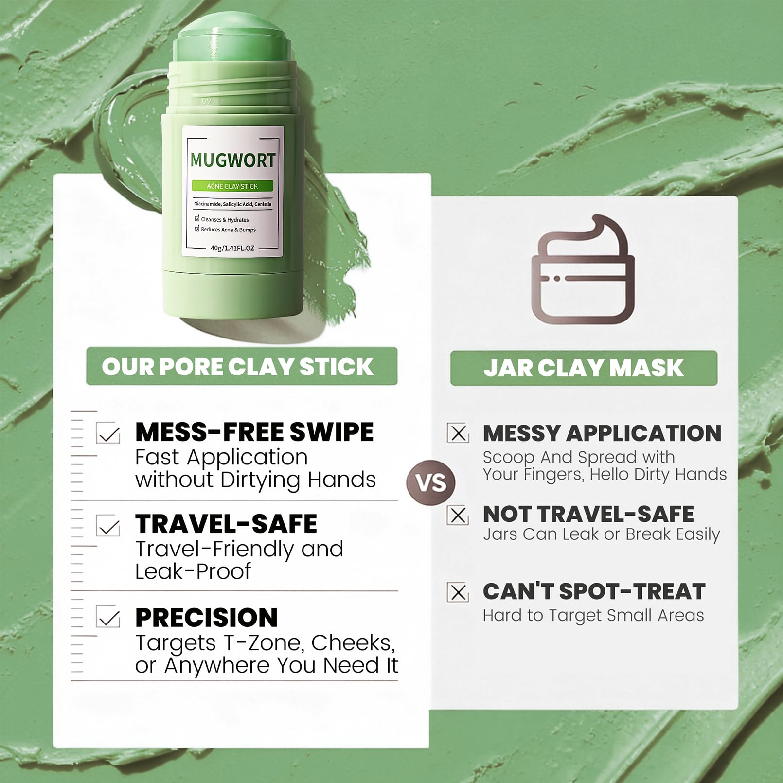 ConfidMiss green twist-up mask stick delivers convenient daily cleansing.