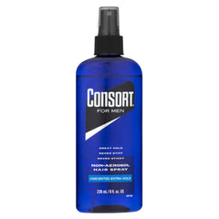 Consort for Men Hair Spray bottle, non-aerosol, unscented, extra hold for versatile styles