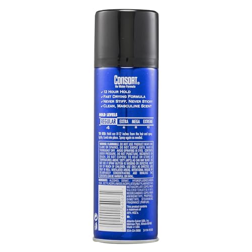 No water formula in Consort For Men Hair Spray for lightweight feel.