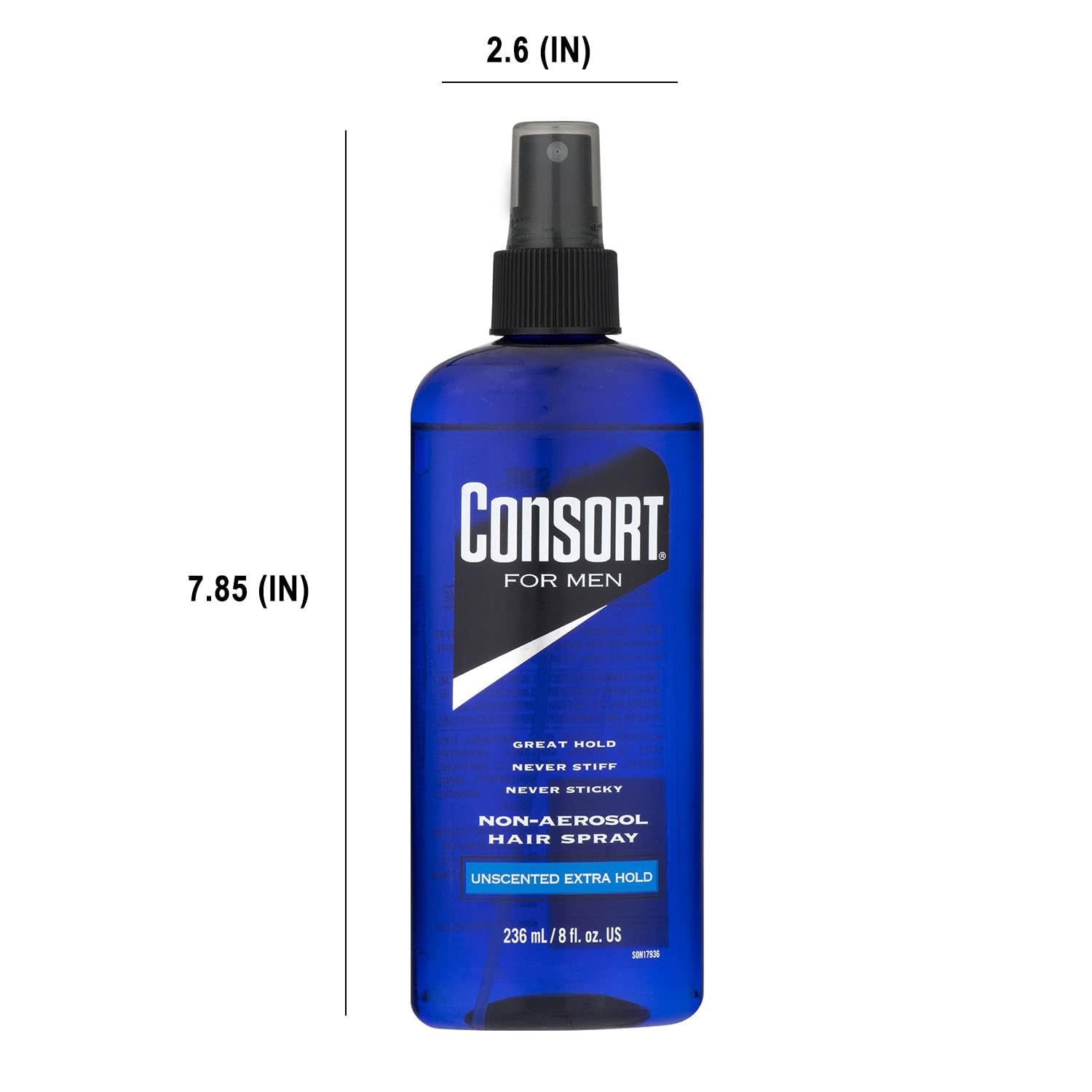Consort hair spray in use secures style without stiffness or stickiness.