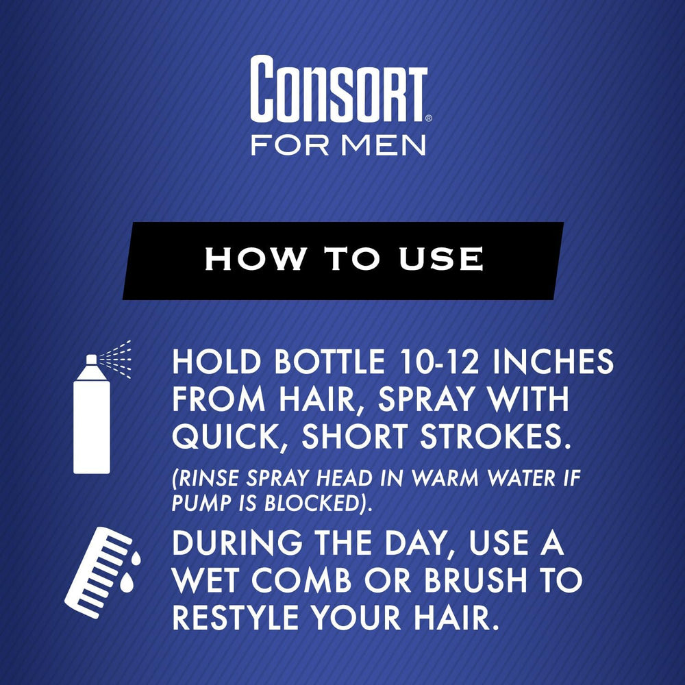 Consort packaging shows two-pack convenience for ongoing styling.