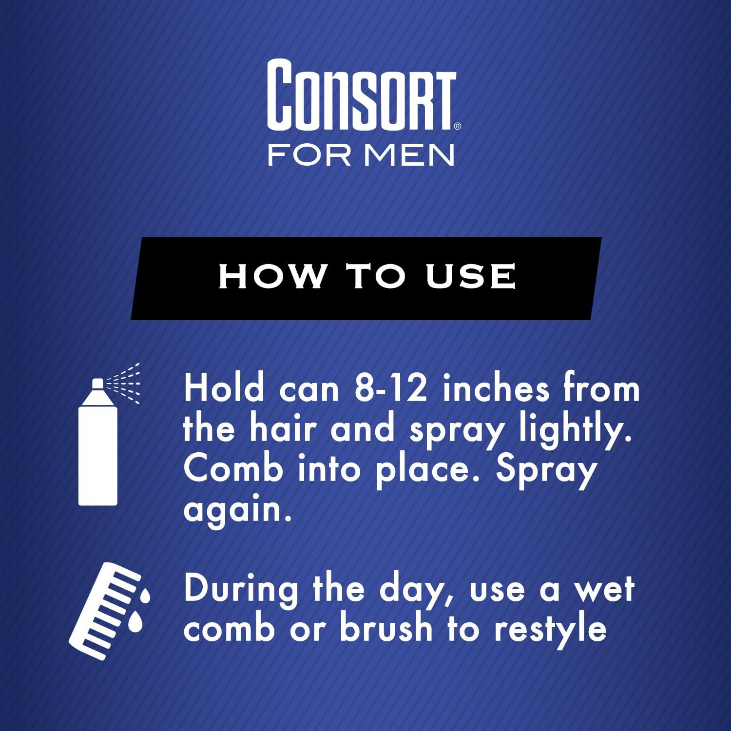 Detailed label on Consort Hair Spray bottle highlighting water-free formula.