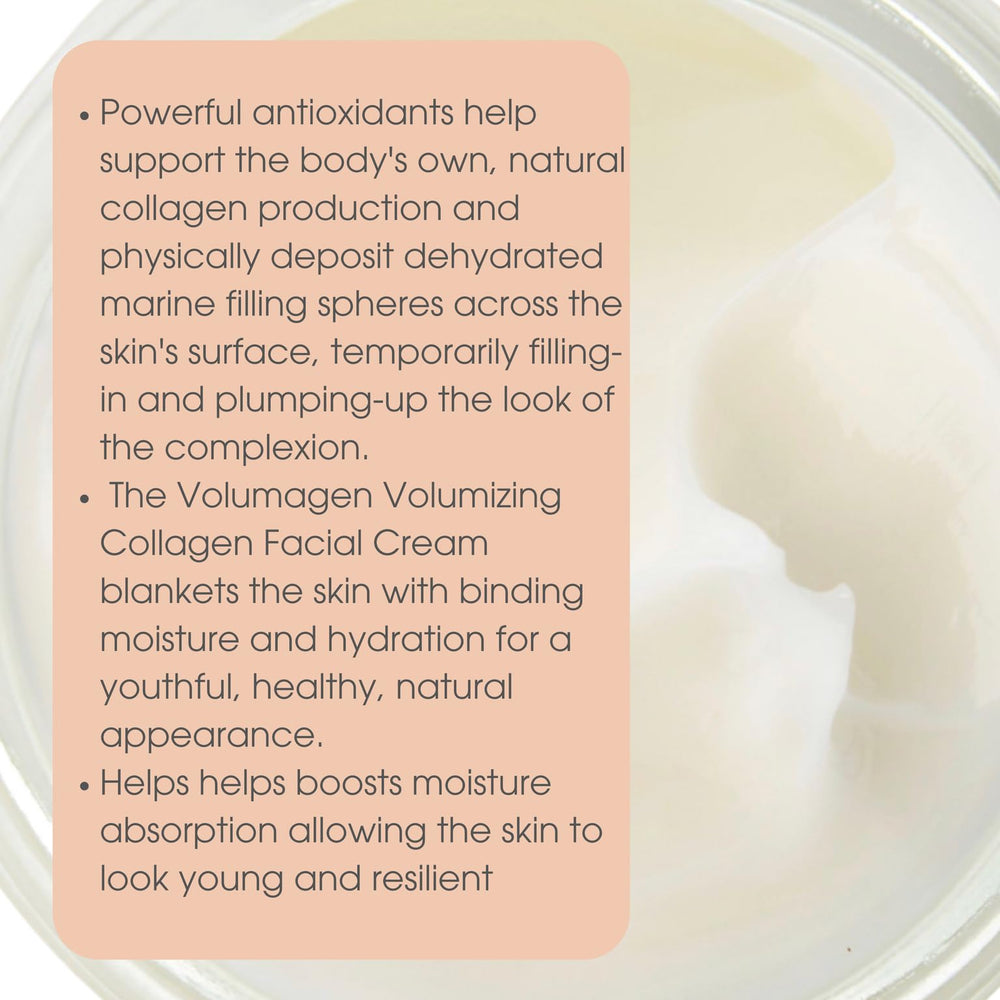 Volumagen cream texture swatch demonstrating light non-greasy hydration