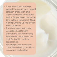 Volumagen cream texture swatch demonstrating light non-greasy hydration
