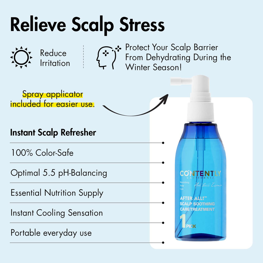 Contently After All! menthol provides cooling relief for stressed scalps